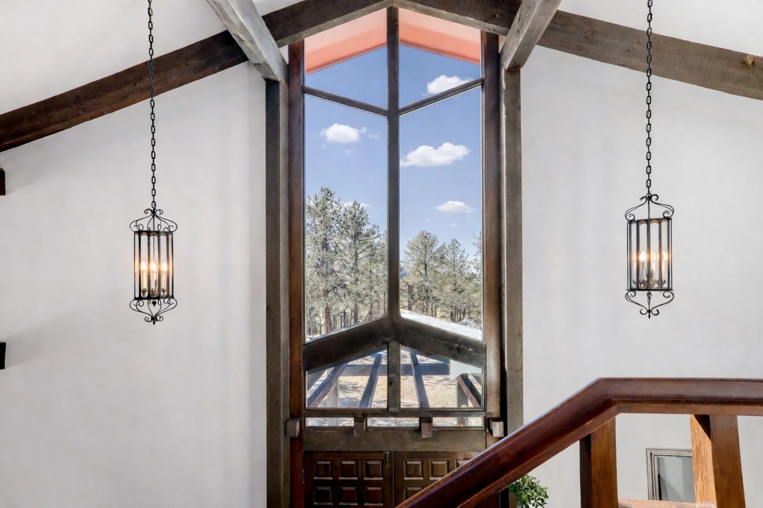 Cozy cabin view with lanterns.jpg