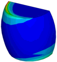 this graphic shows the creep strain in the worst solder ball