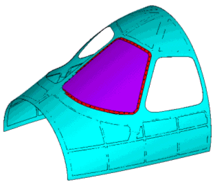Figure 1. windshield assembled in cockpit portion of the airframe