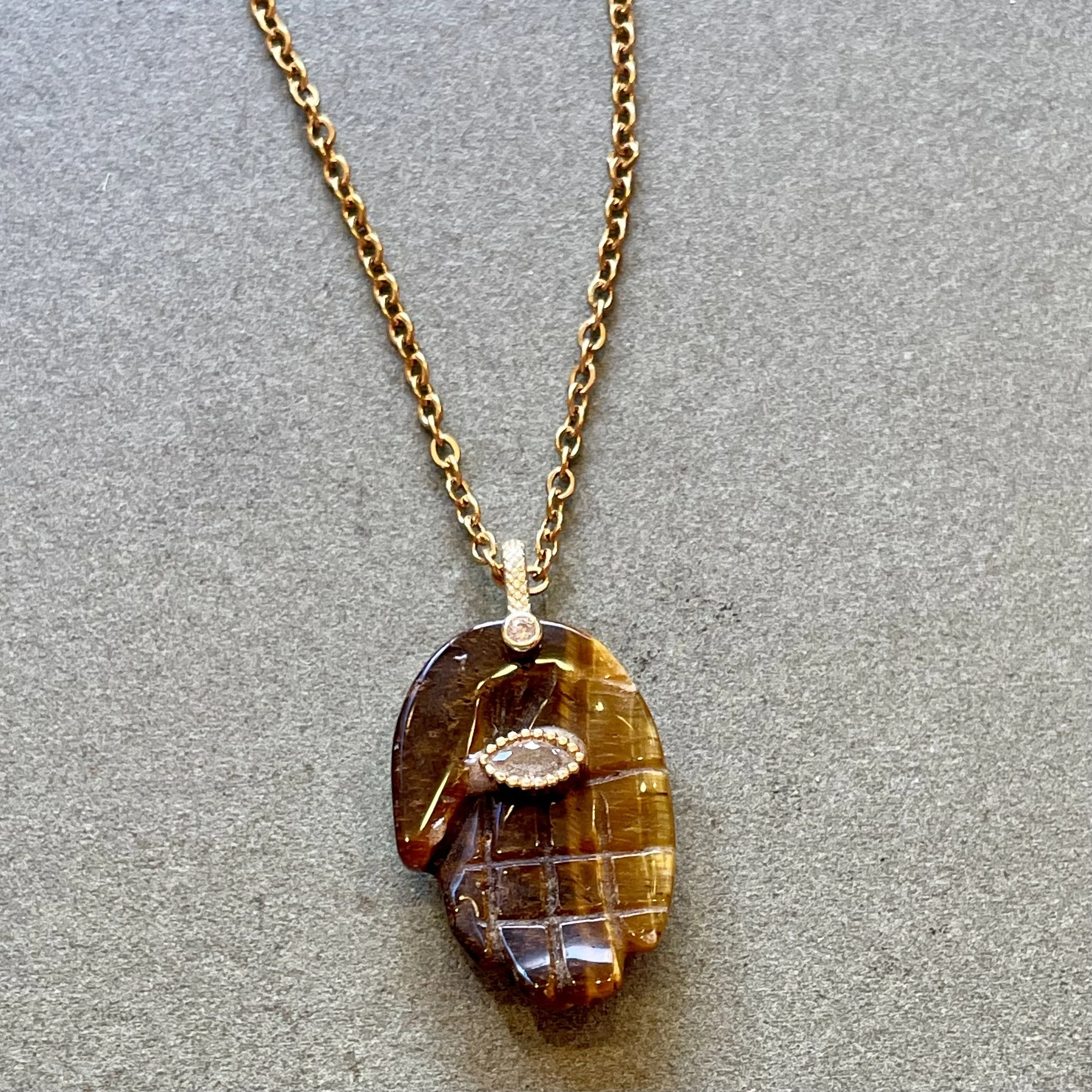Tiger’s Eye Hamsa Necklace