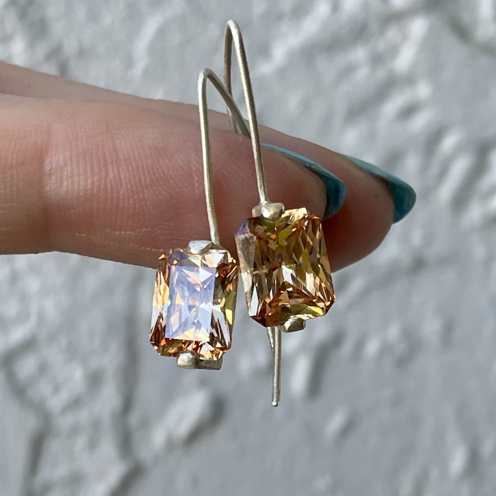 Golden Stone and Silver Earrings