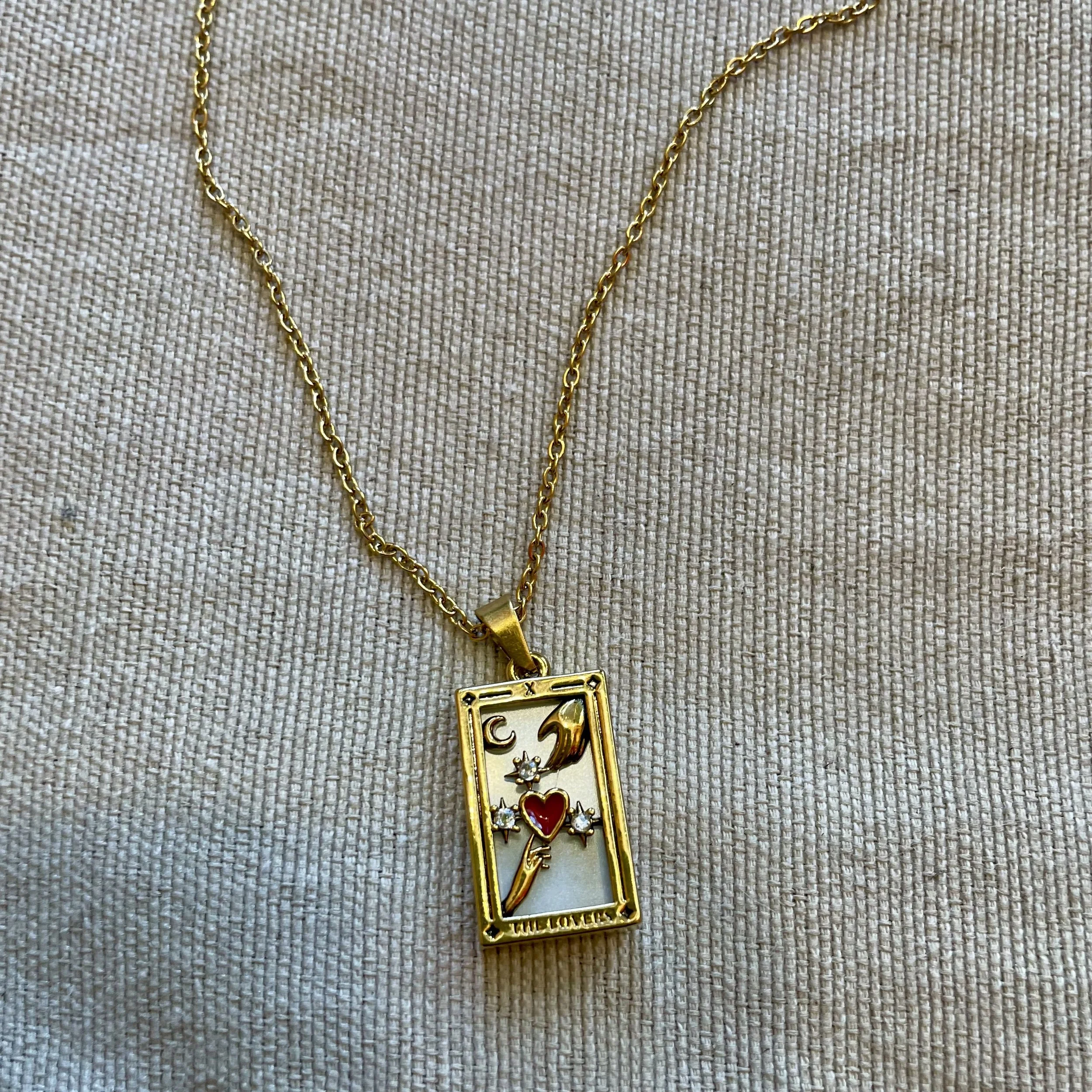 The Lovers Tarot Card Necklace