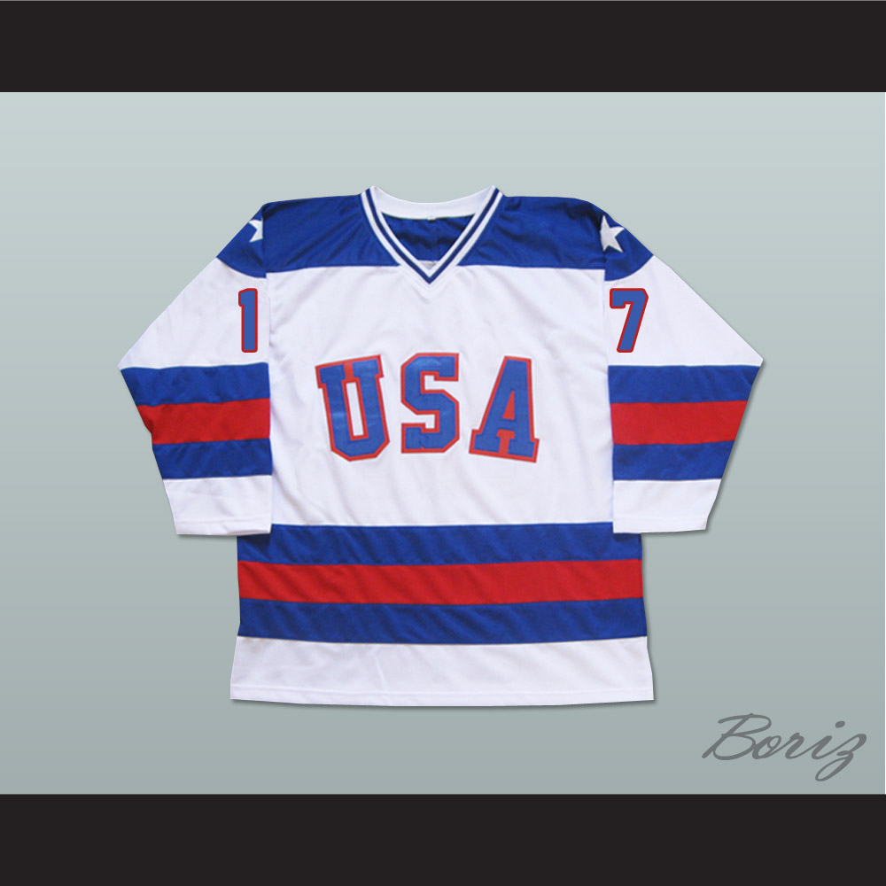 1980 Miracle On Ice Team USA Jack O'Callahan 17 Hockey Jersey Blue