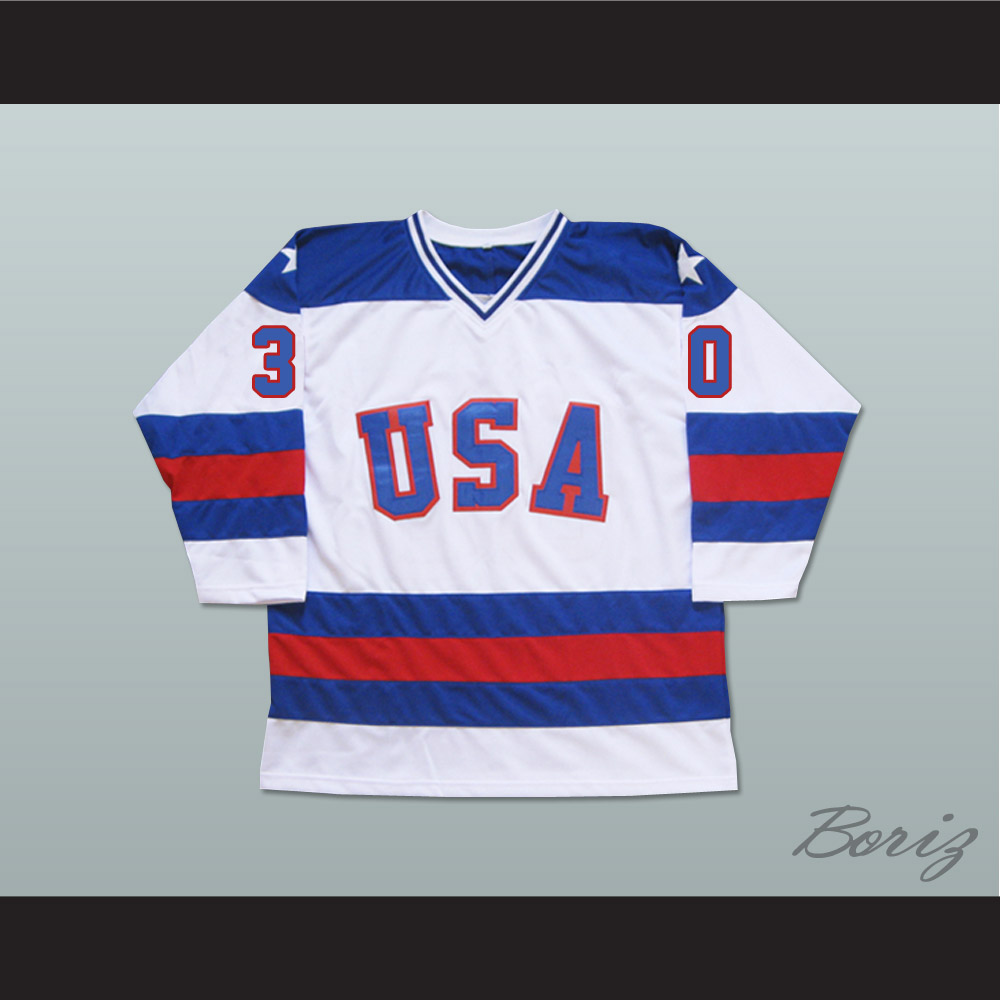 K-1 Sportswear USA Miracle on Ice 1980 Jim Craig White Hockey Jersey