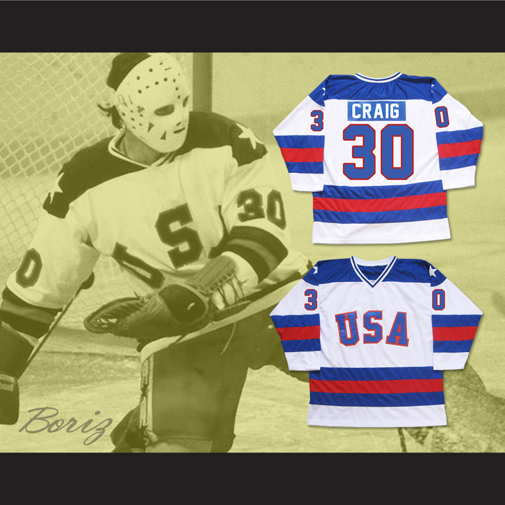 Hockey Jersey Jim Craig #30 Team USA Miracle on Ice White