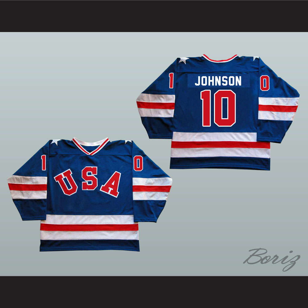 Custom Name # Team USA Miracle on Ice Hockey Jersey New Blue Johnson Any Size 