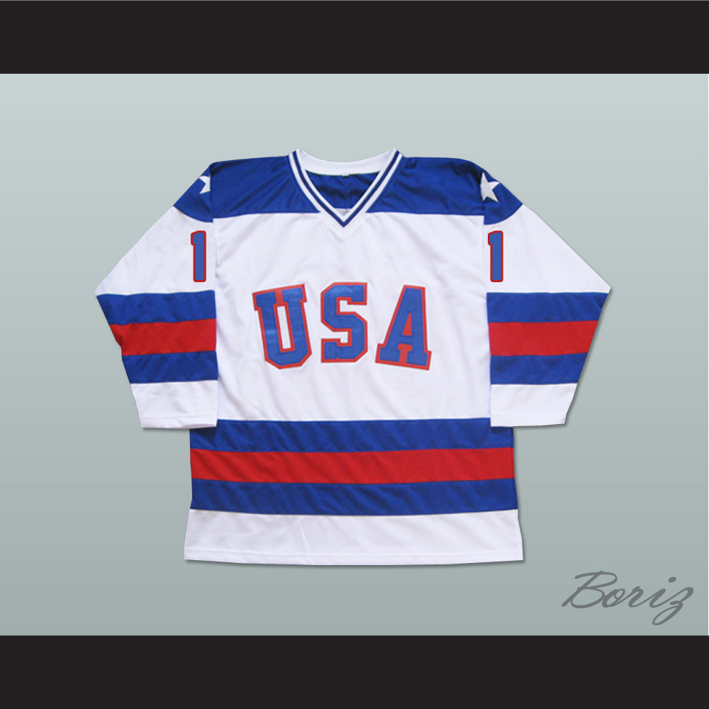 White Home 1980 USA Olympic Hockey Replica Game Mesh Jersey Miracle on Ice  Adult (Medium)