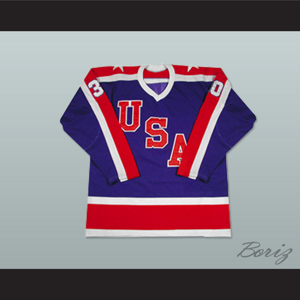  USA Miracle on Ice 1980 Jim Craig White Hockey Jersey