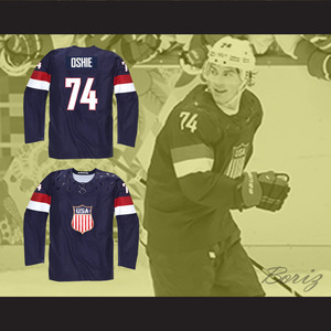 2014 Olympic Team USA No.74 T. J. Oshie Navy Blue Hockey Jersey