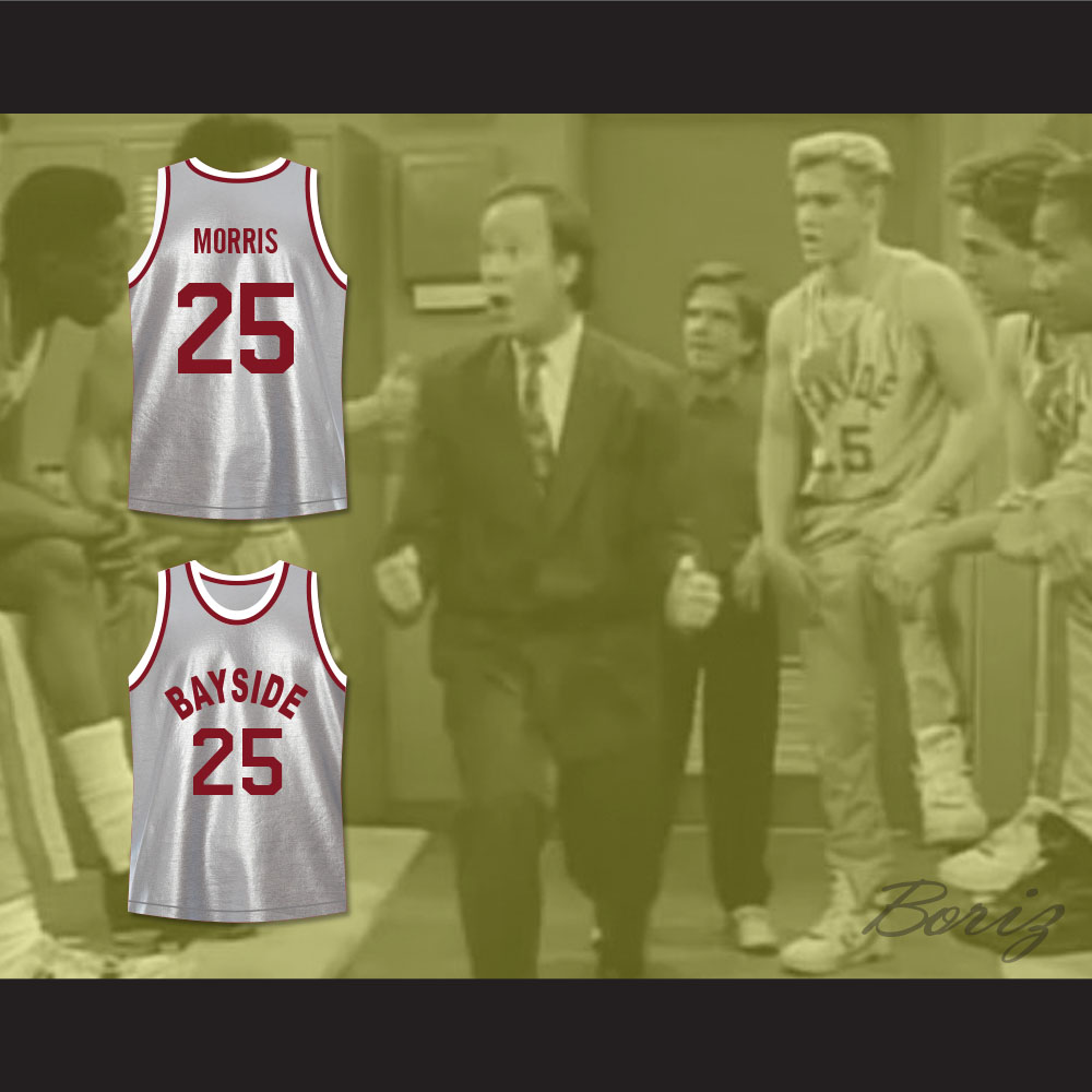 Zack Morris #25 Bayside Tigers Basketball Saved By The Bell Gray Jersey  S-3XL 