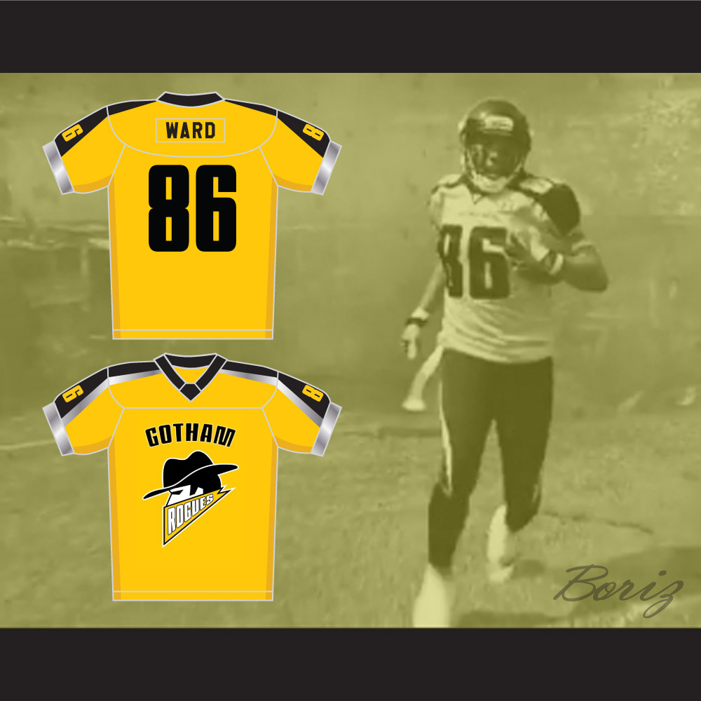 Custom Gotham Rogues Hines Ward 86 Football Jersey Black Yellow Sewn Name  Number