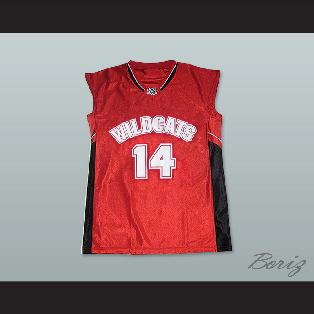 Wildcats Zac Efron #14 Troy Bolton East High School Red Basketball Jerseys 
