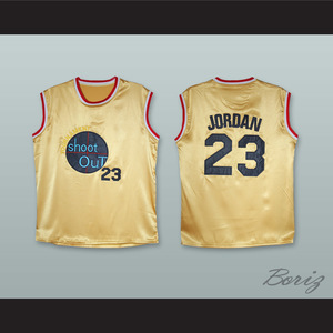 Michael Jordan 23 Tournament Shoot Out Gold Silk Basketball Jersey