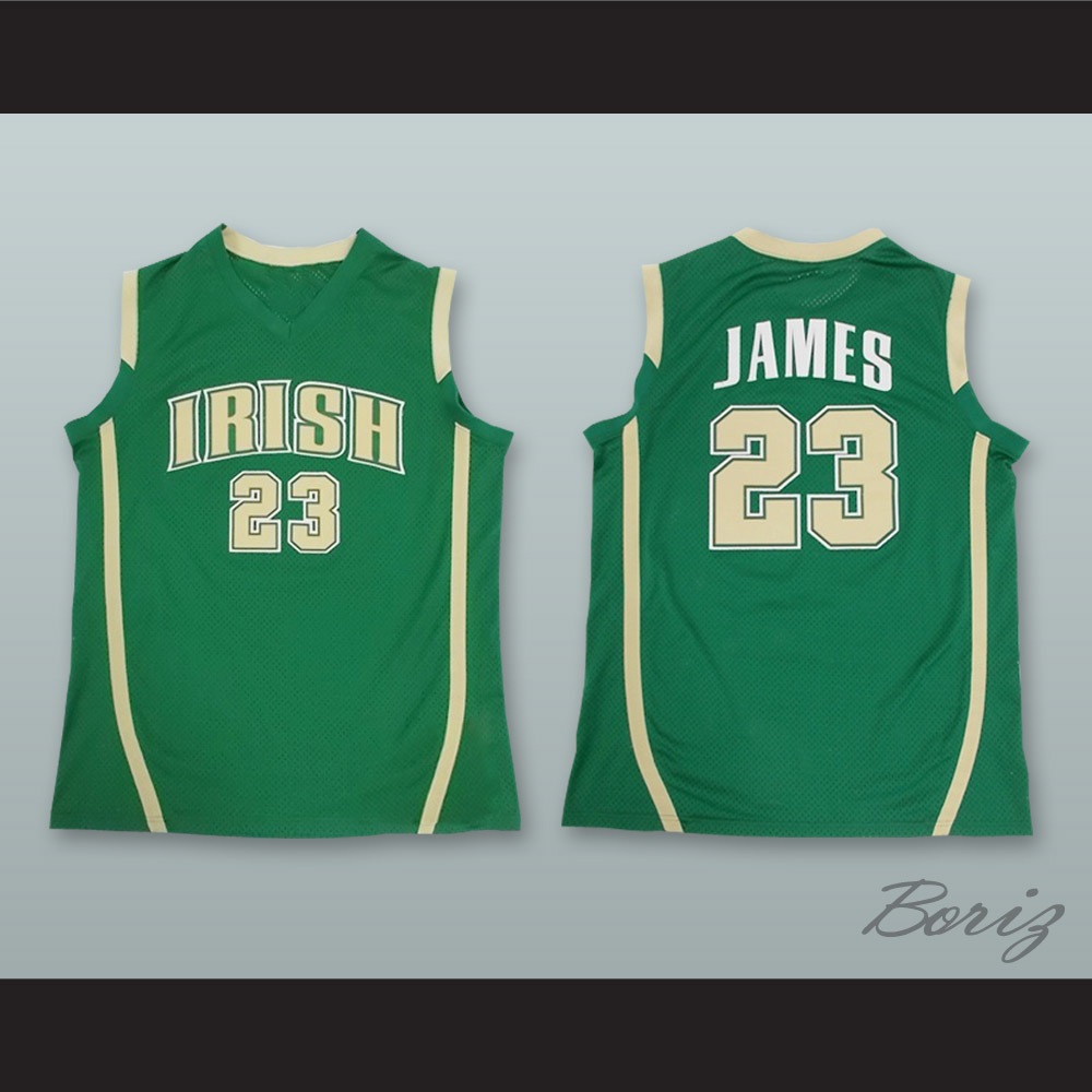 Original NCAA Normal Embroiery Notre Dame Fighting Irish 23 Lebron James  Green Basketball Men Jersey