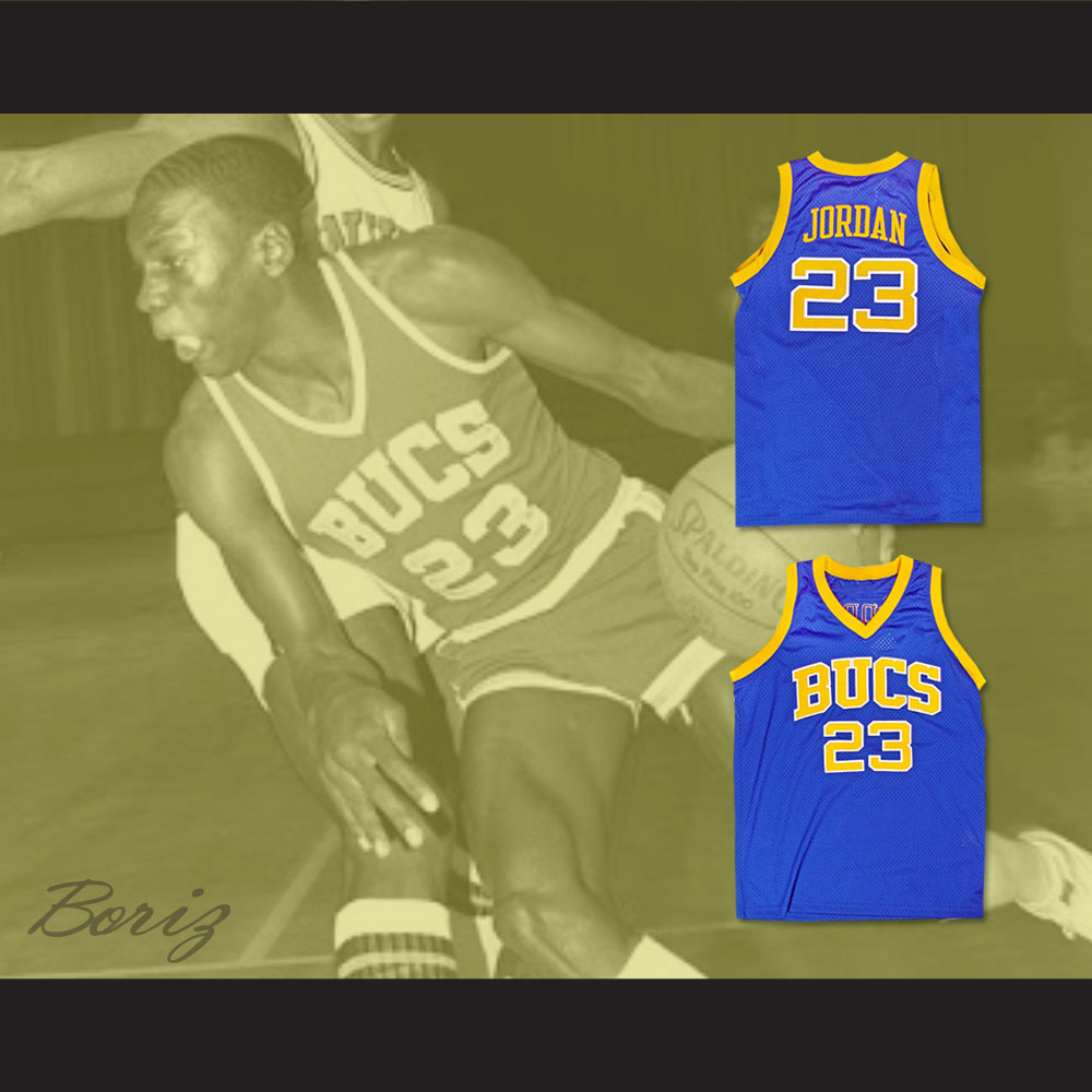 Michael Jordan #23 BUCS Laney High School Basketball Jersey Blue