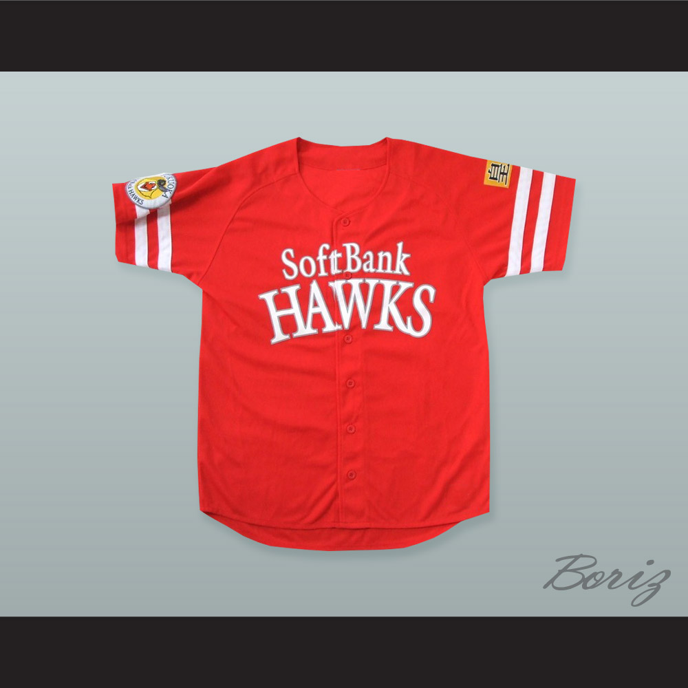 Fukuoka SoftBank Hawks Red Baseball Jersey with Patches — BORIZ