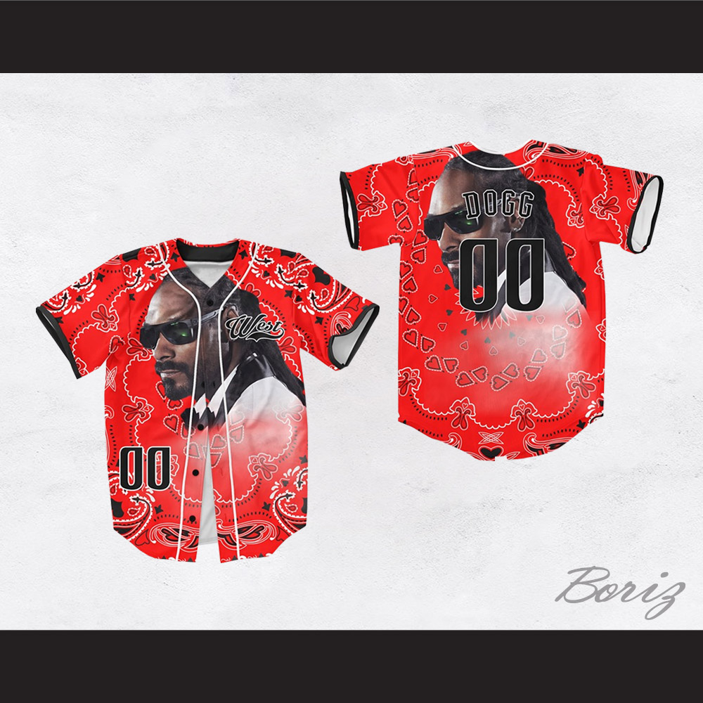 Snoop Dogg 00 Westside Red Bandana Design Baseball Jersey — BORIZ