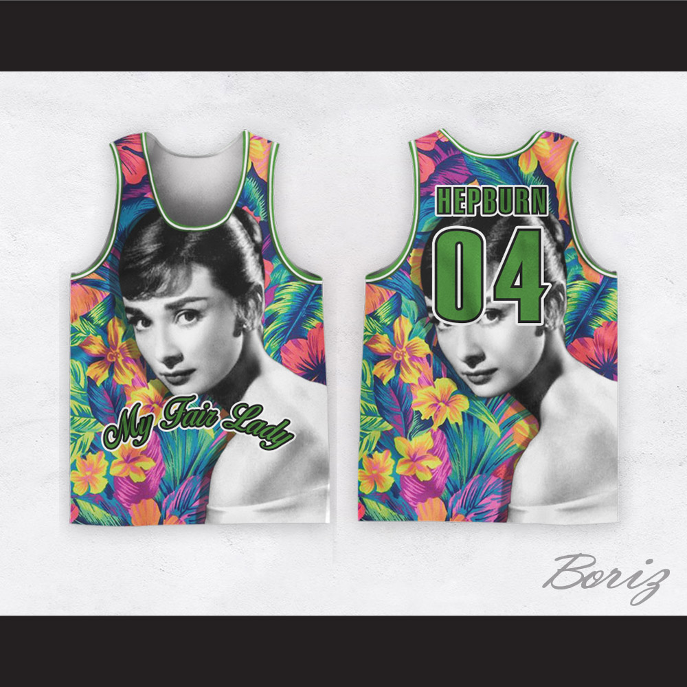 Audrey Hepburn 04 My Fair Lady Floral Design Basketball Jersey — BORIZ