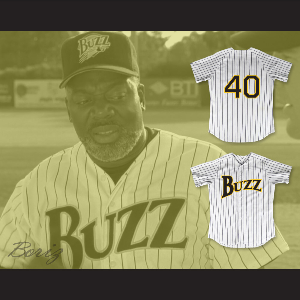 Frank 'Pops' Morgan 40 Buzz White Pinstriped Baseball Jersey Major League:  Back to the Minors — BORIZ