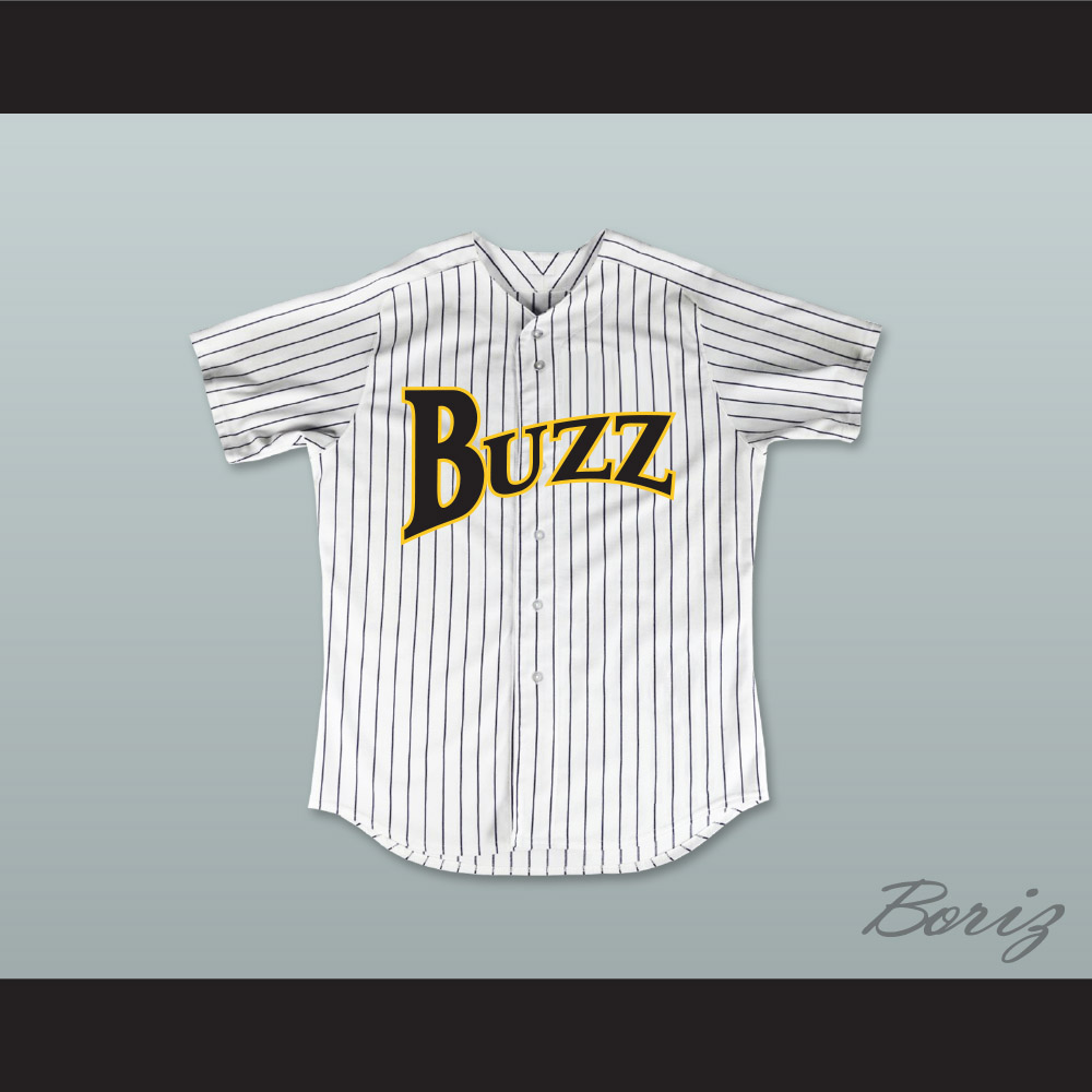 Gus Cantrell 1 Buzz White Pinstriped Baseball Jersey Major League: Back to  the Minors — BORIZ