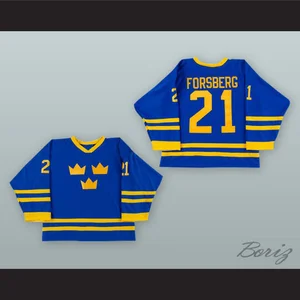 Peter Forsberg 21 Sweden National Team Blue Hockey Jersey — BORIZ