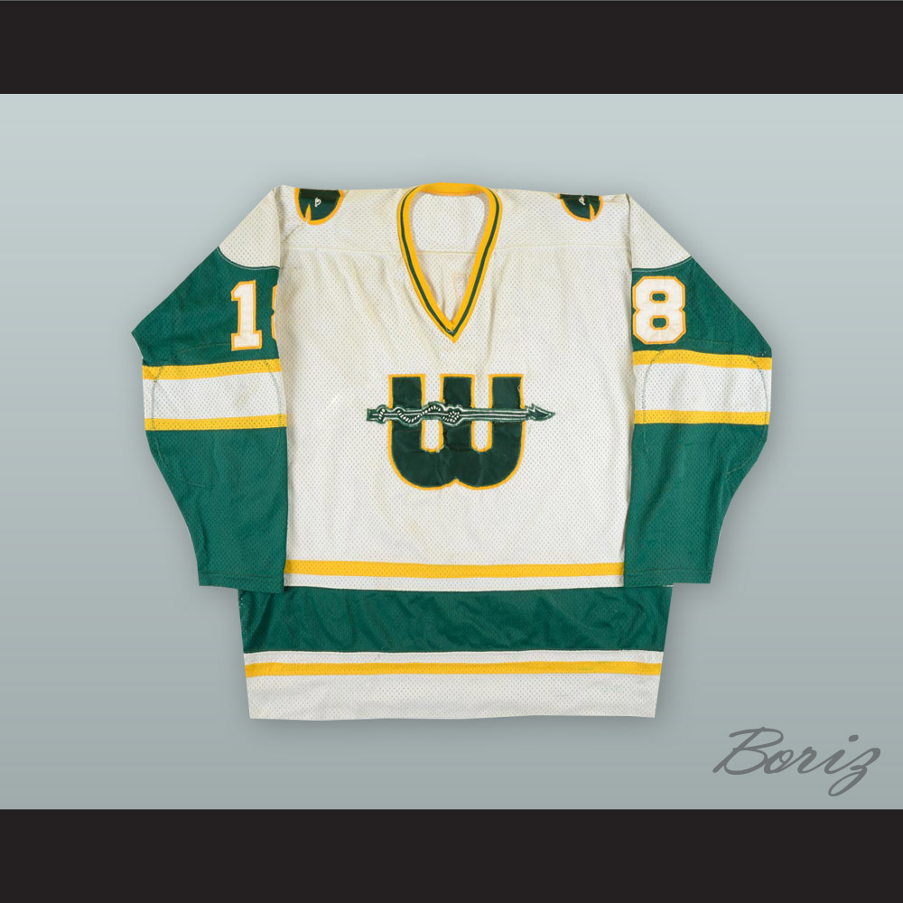 1973-74 WHA Ross Perkins 9 Edmonton Oilers White Hockey Jersey — BORIZ
