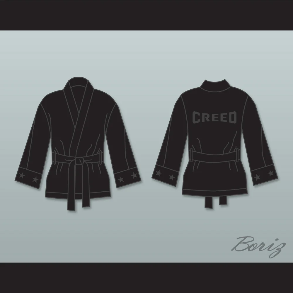 Adonis 'Creed' Johnson Black Satin Half Boxing Robe Creed II — BORIZ