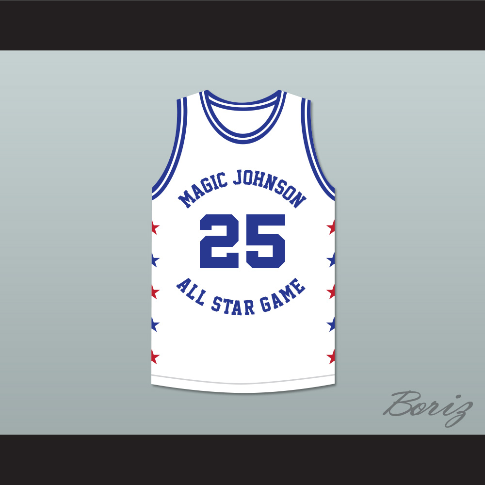 Jerome Kersey 25 Magic Johnson All Star Game White Basketball Jersey 1989  Midsummer Night's Magic Charity Event — BORIZ