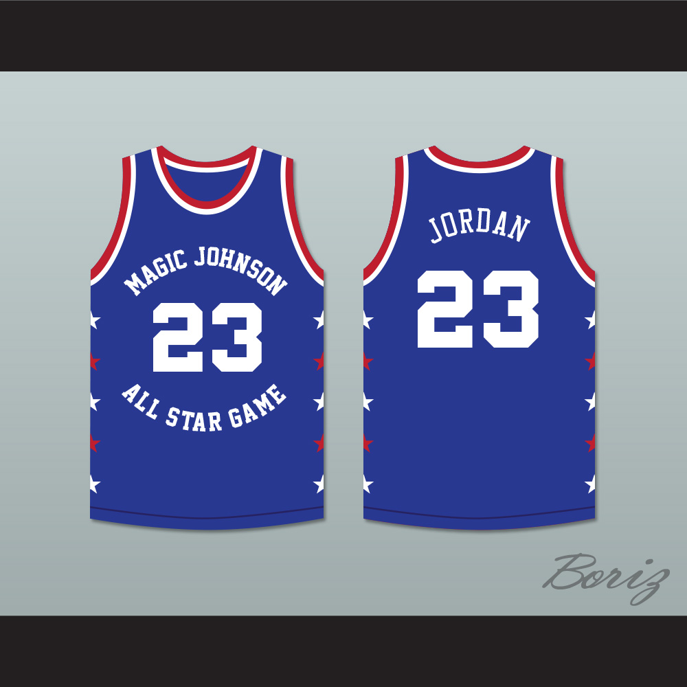 Michael Jordan 23 Magic Johnson All Star Game White Basketball Jersey 1989  Midsummer Night's Magic Charity Event — BORIZ