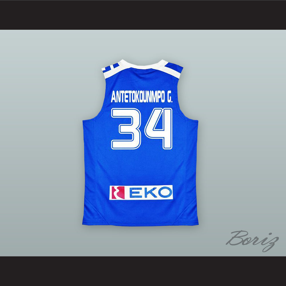 Giannis Antetokounmpo 34 Greece Blue Basketball Jersey — BORIZ
