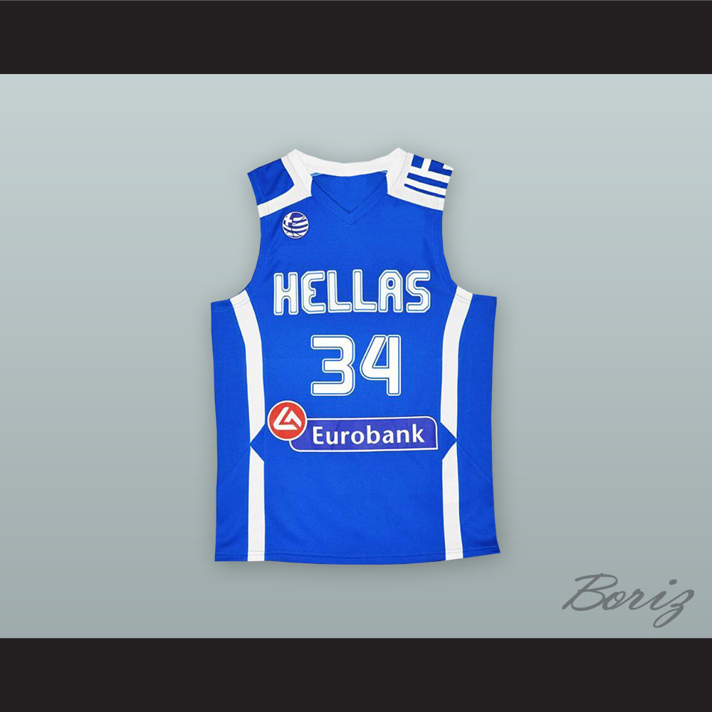 borizcustoms Giannis Greek Freak Basketball Jersey Greece Patch XS-3XL Blue 