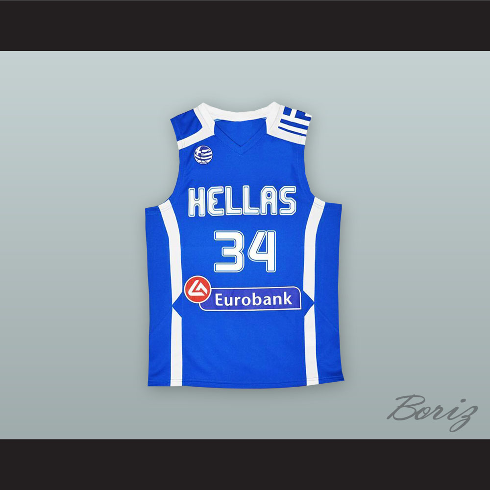 Giannis Antetokounmpo 34 Greece Blue Basketball Jersey — BORIZ