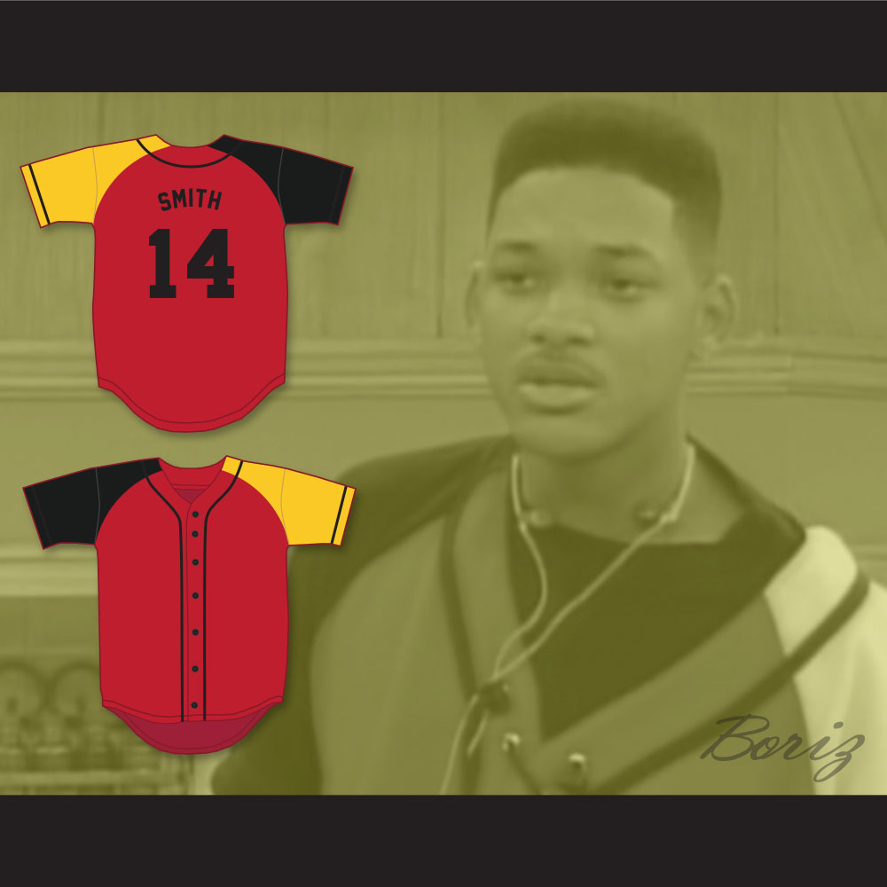 Will Smith 14 Fresh Prince Red/Black/Yellow Baseball Jersey — BORIZ