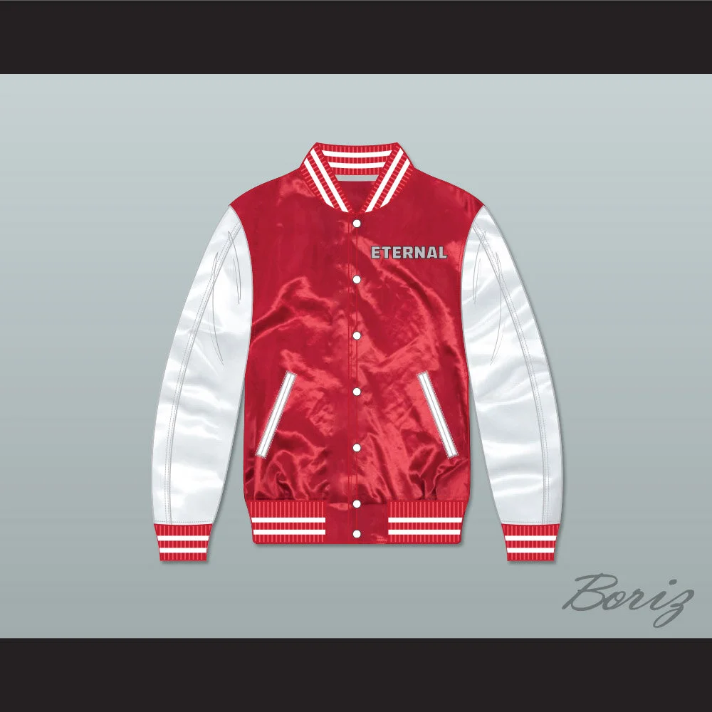 satin varsity bomber jacket