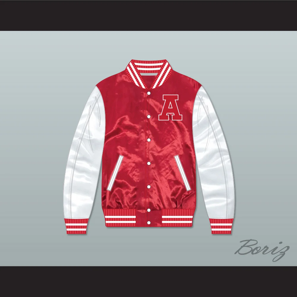 satin red bomber jacket