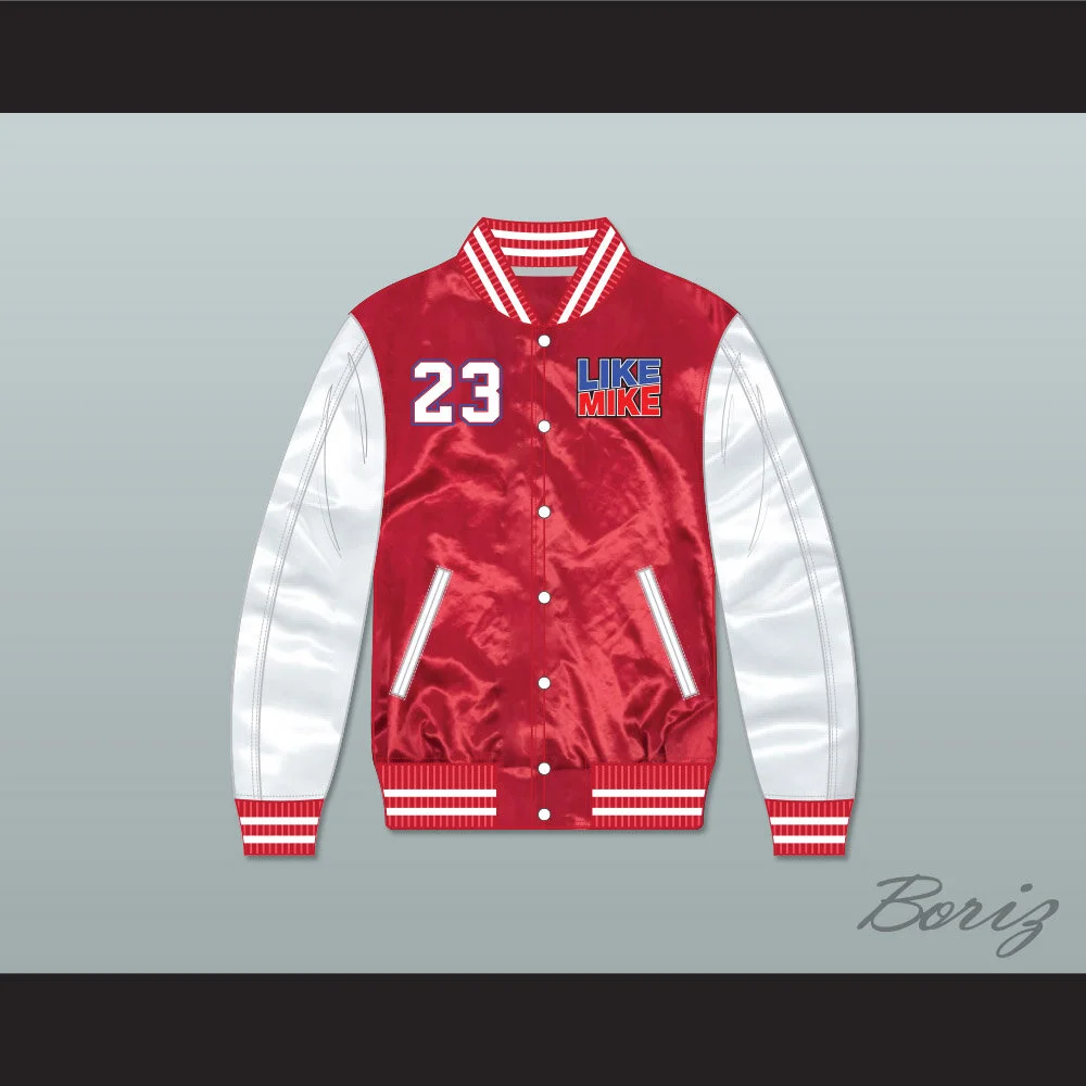 red satin varsity jacket