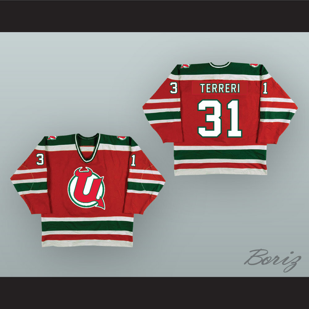*Utica Devils Red Throwback Adult Replica Jersey