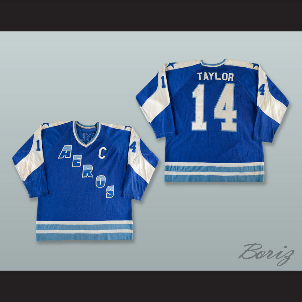 Ted Taylor 14 WHA Houston Aeros Blue Hockey Jersey — BORIZ