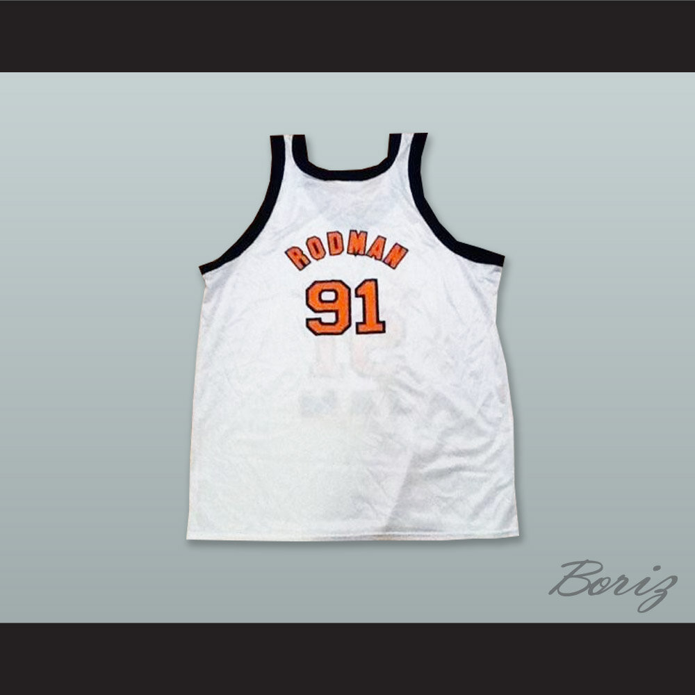 Dennis Rodman 91 Long Beach Jam White Basketball Jersey — BORIZ