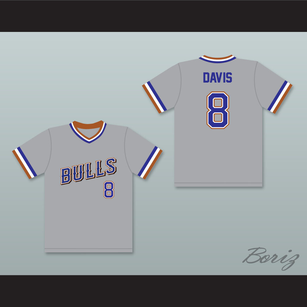 Crash Davis 8 Durham Bulls Gray Baseball Jersey 1 — BORIZ