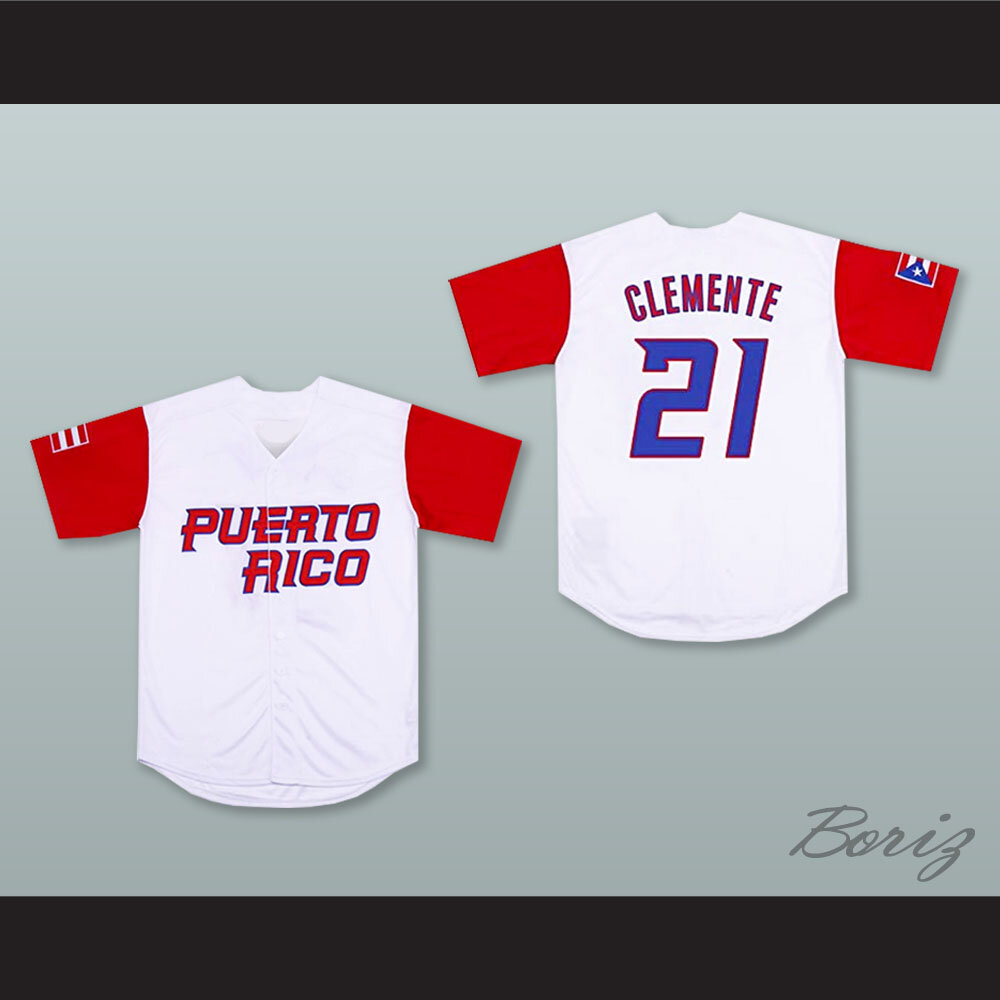 50'S Roberto Clemente #21 Team Puerto Rico Baseball Jersey