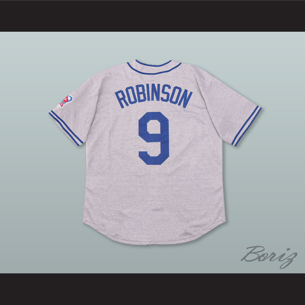 Jackie Robinson 9 Montreal Royals Gray Button Down Baseball
