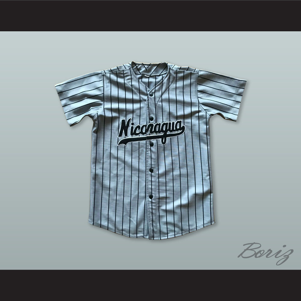Nicaragua 12 Gray Pinstriped Baseball Jersey — BORIZ