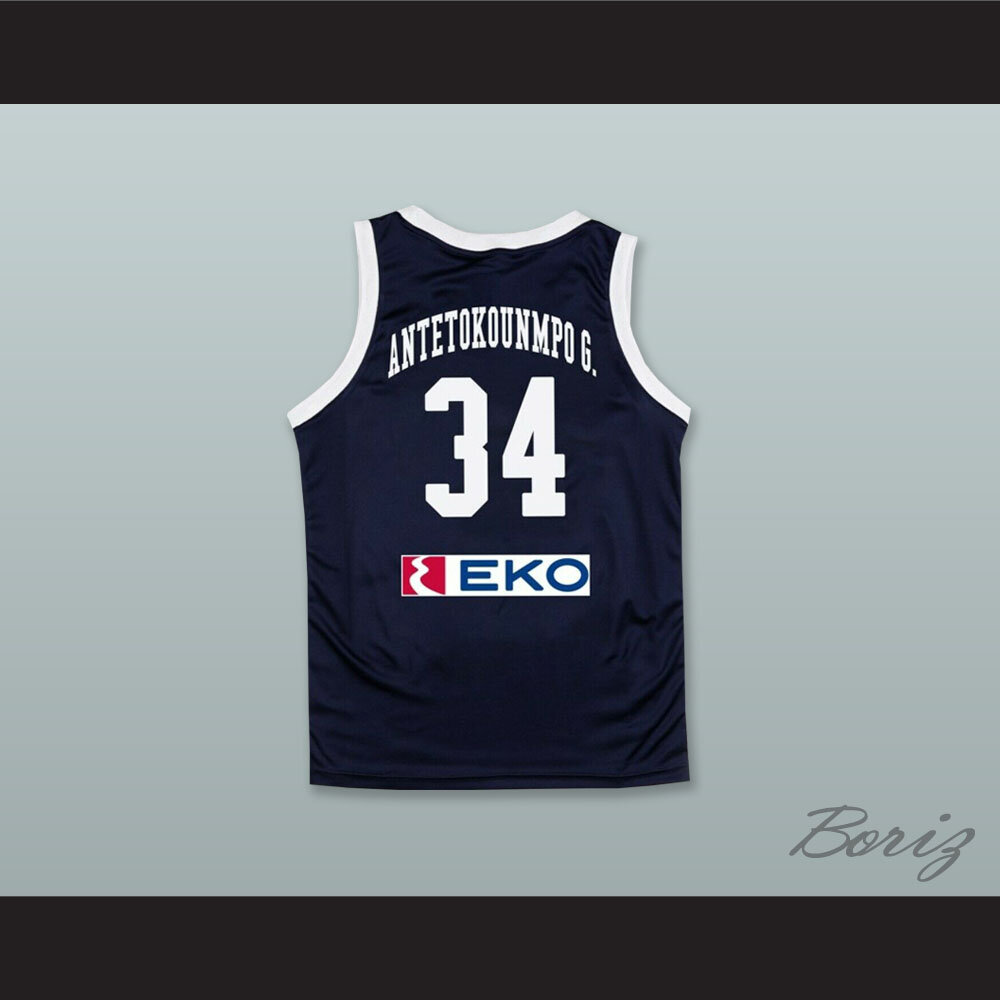  National Team Greece Basketball Jersey Giannis A 34 Eurobank  High School Navy Blue White Color for Men Printed and Stitched : Sports &  Outdoors