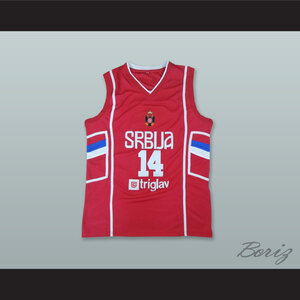 Nikola Jokic Serbia Euro Basketball Jersey red Throwback 