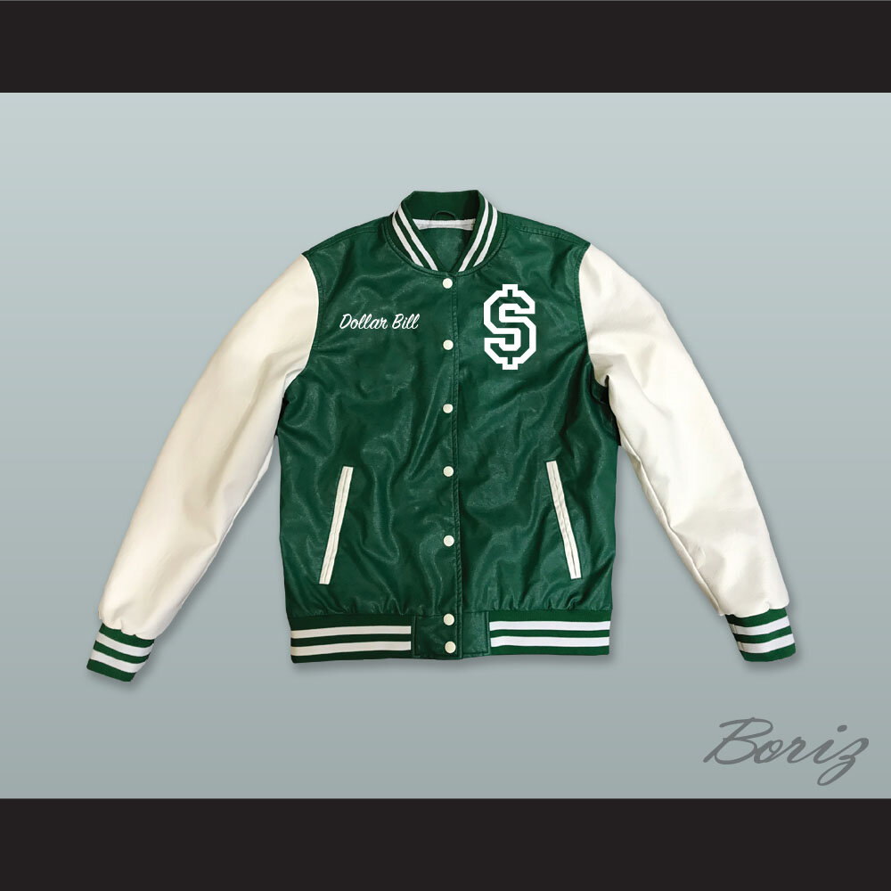 Dollar Bill Paid In Full Green and White Lab Leather Varsity Letterman ...