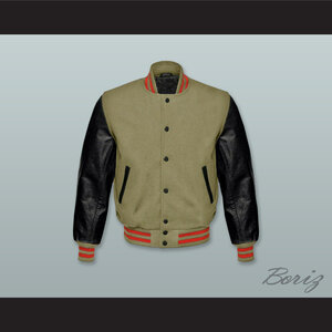 Green and White Lab Leather Varsity Letterman Jacket — BORIZ