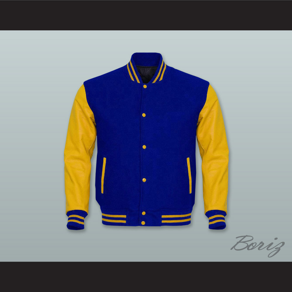 Blue and Yellow Varsity Leather Jacket