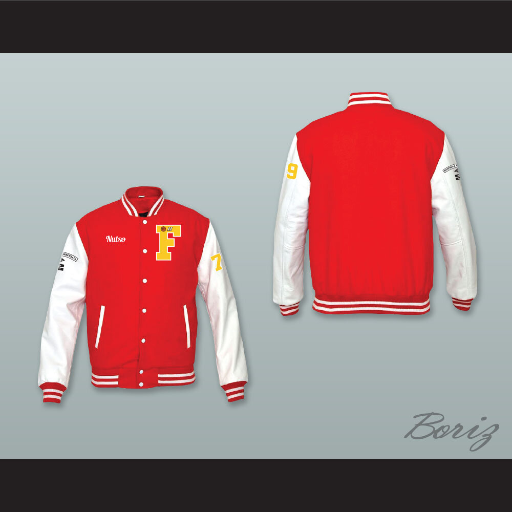 Nutso High School Basketball Red Wool and White Lab Leather Varsity  Letterman Jacket — BORIZ