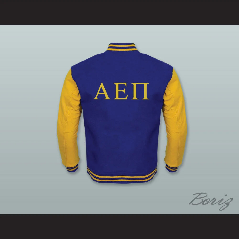 Alpha Epsilon Pi Fraternity Royal Blue Wool and Yellow Gold Lab Leather Varsity Letterman Jacket  2.jpg
